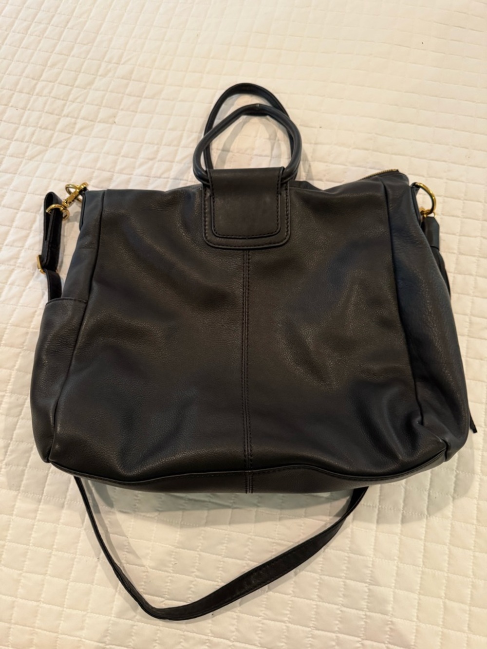 HOBO brand large Sheila satchel with tassel in matte black leather - Picture 5 of 7